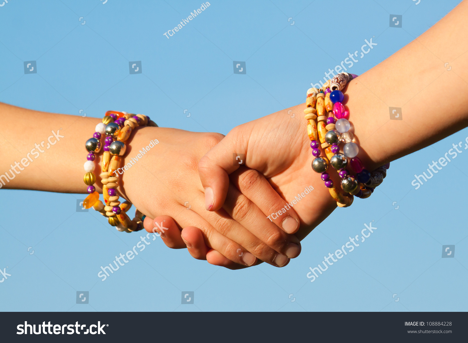 Girls Shaking Hands Children Closeup On Stock Photo Edit Now 108884228