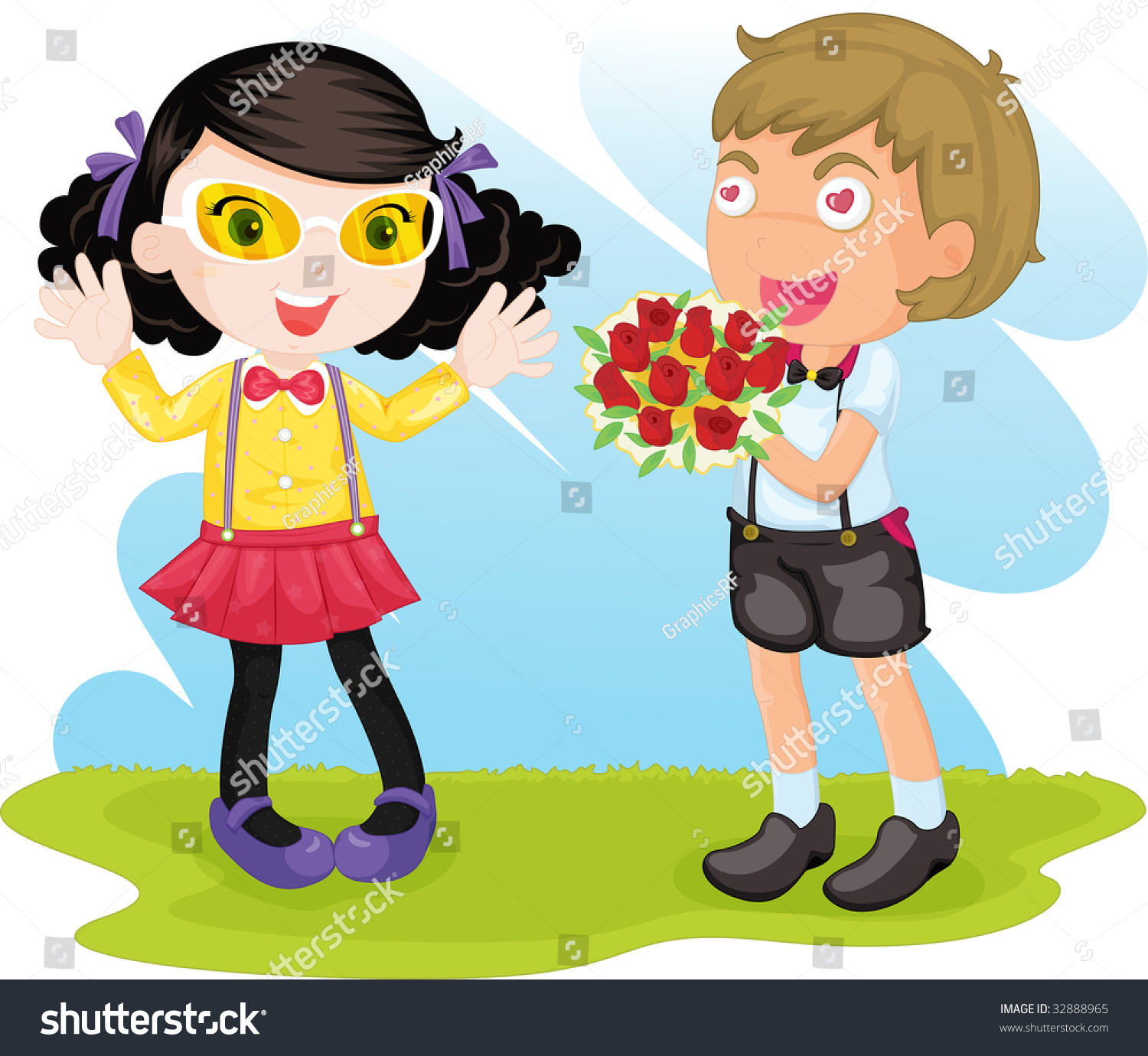 Giving Flowers (Vector Available In Portfolio) - 32888965 : Shutterstock