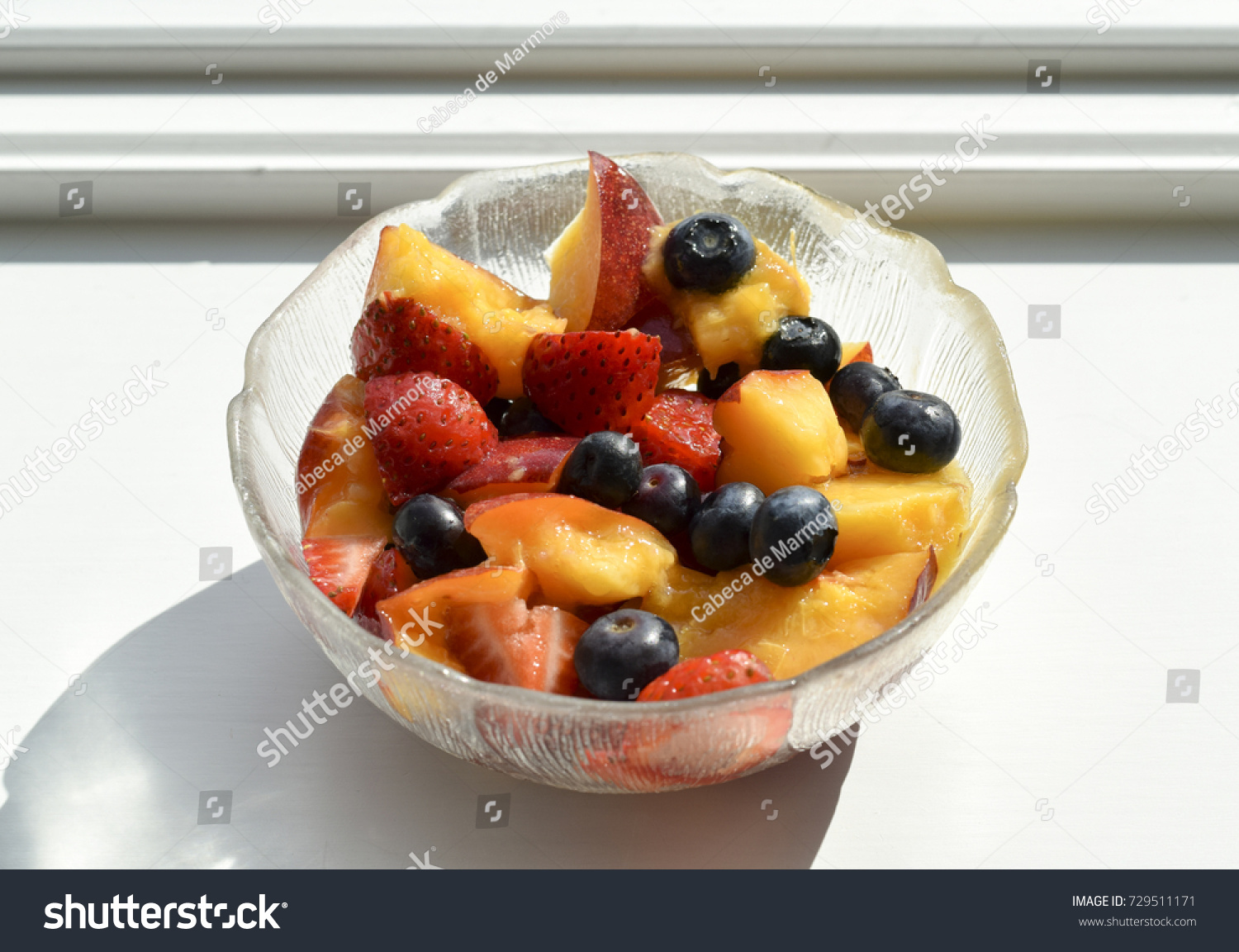 Glass Bowl Fresh Cut Fruit Salad Stock Photo Edit Now