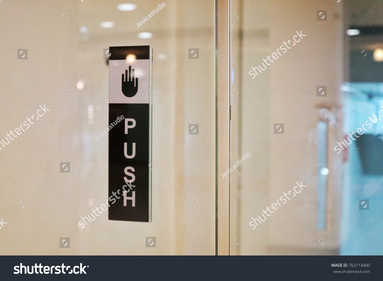 Glass Door Push Sign Stock Photo Royalty Free 762114400 Shutterstock Glass Door Push Sign