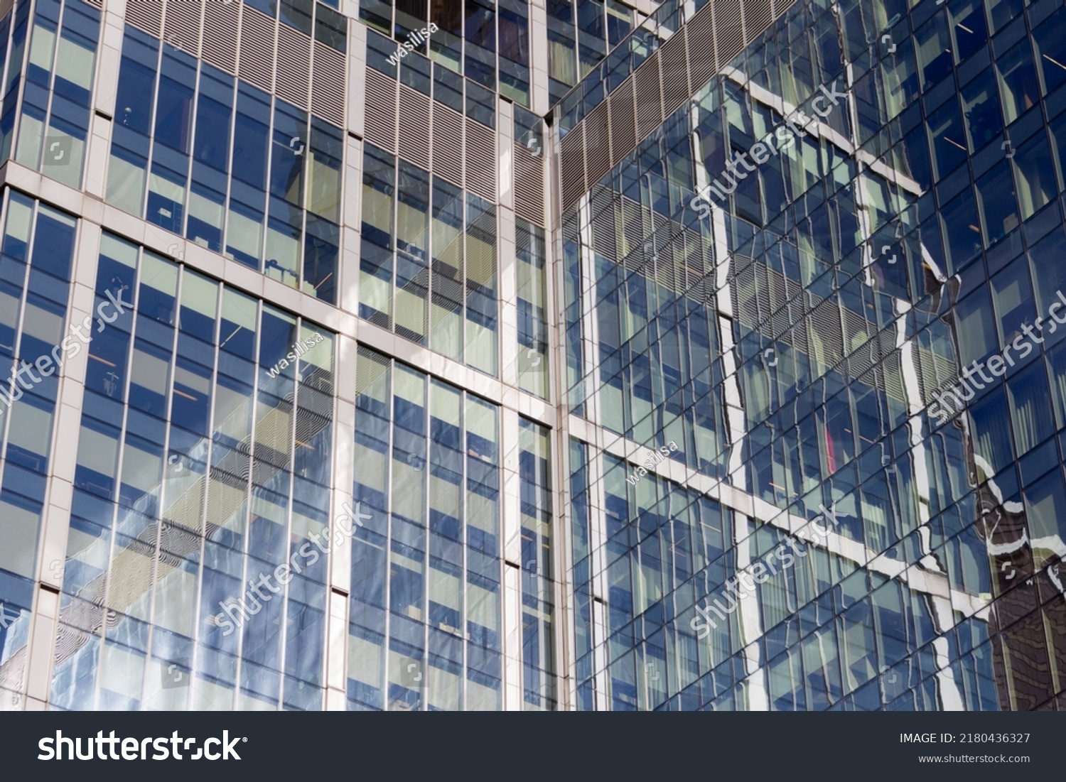 Glass Facade Modern Office Building Office Foto Stok 2180436327 ...