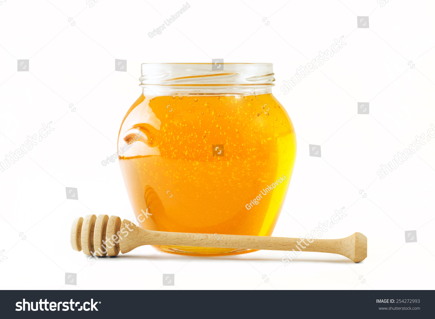 Glass Jar Full Honey Wooden Honey Stock Photo 254272993 | Shutterstock