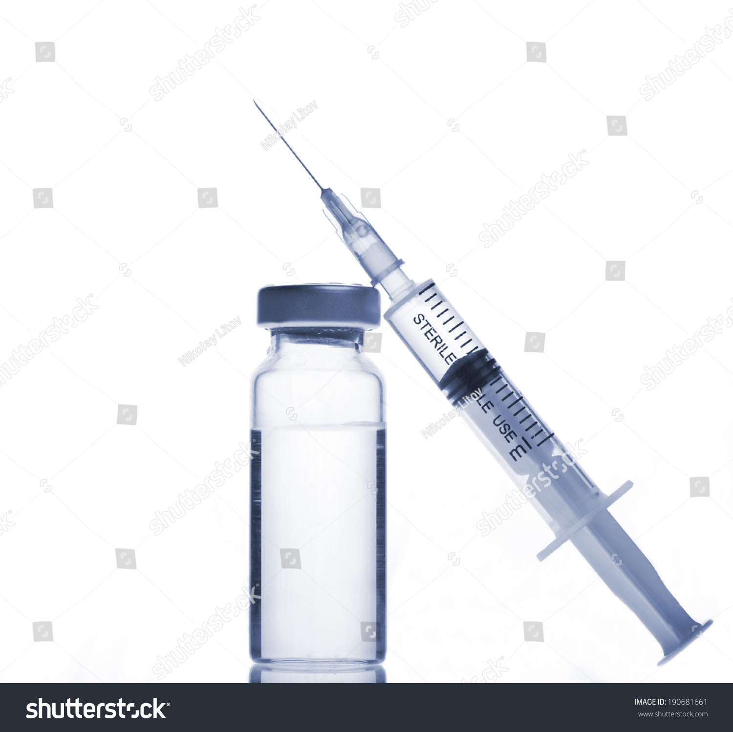 Glass Medicine Vial And Botox, Hualuronic, Collagen Or Flu Syringe On A ...