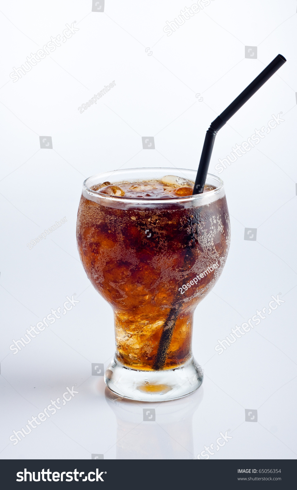 Glass Of Cola With Straw Isolated In White Background. Stock Photo ...