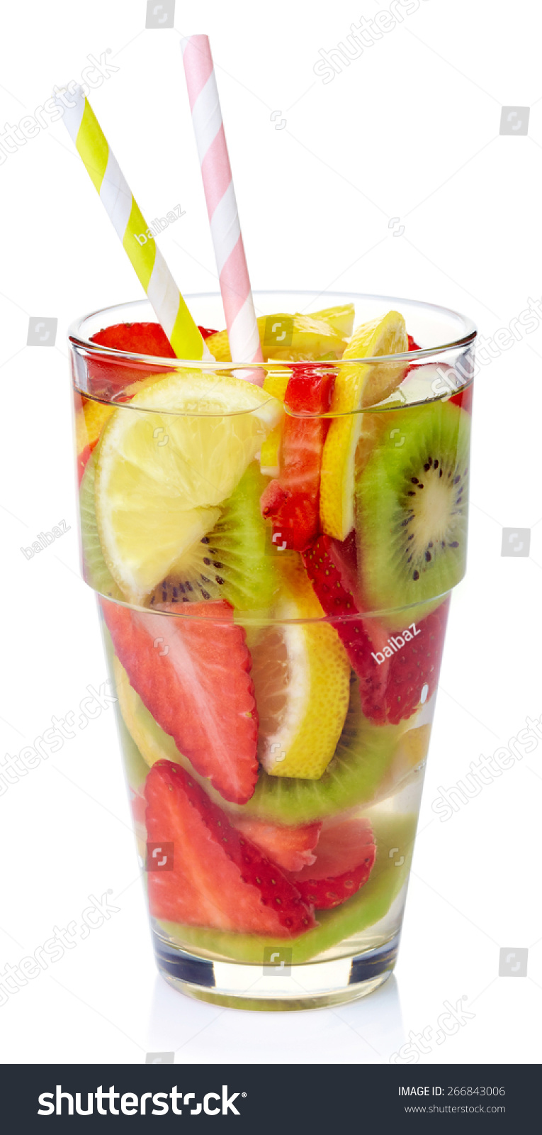 Glass Strawberry Lemon Kiwi Detox Water Stock Photo Edit Now 266843006