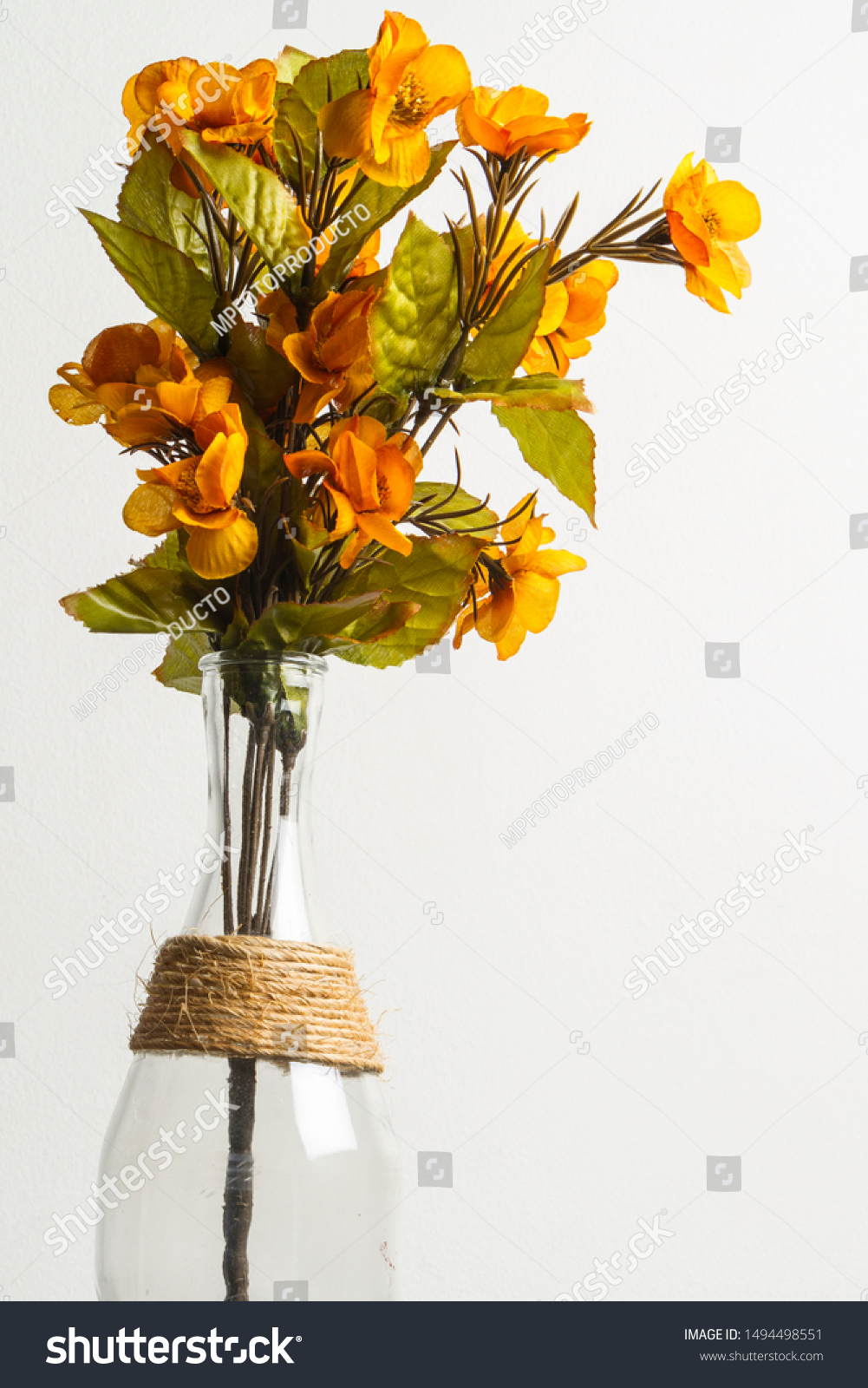 Glass Vase Decorated Jute Yellow Artificial Stock Photo Edit Now