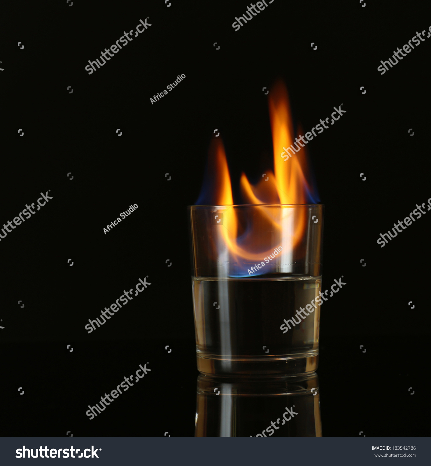 Glass Burning Alcohol On Black Background Stock Photo Edit Now 183542786