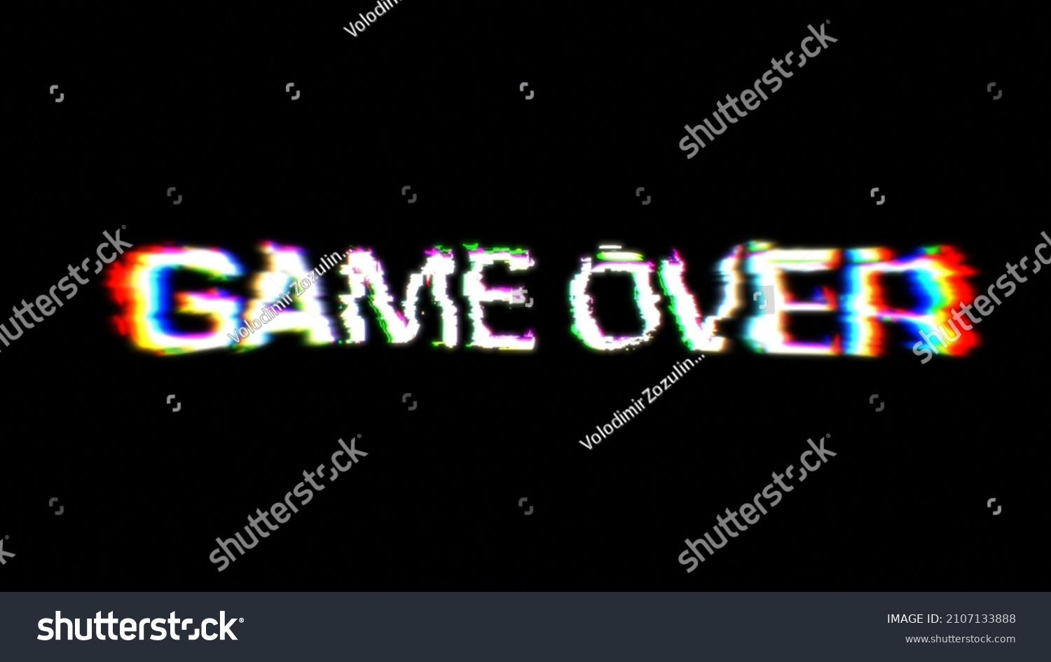 Glitch Game Over Vintage 3d Style Stock Illustration 2107133888