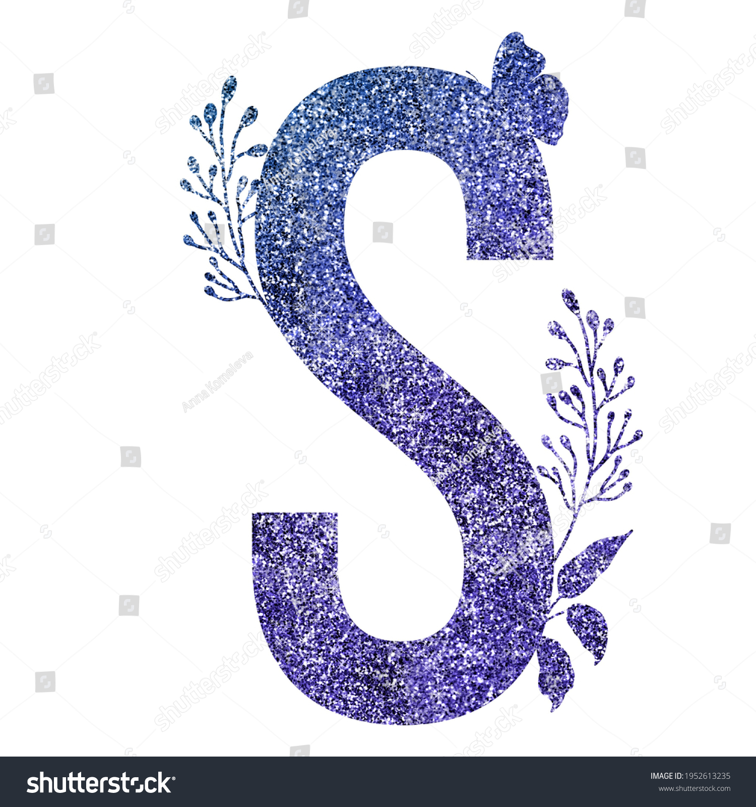 glitter blue purple letter s flora stock illustration 1952613235 shutterstock