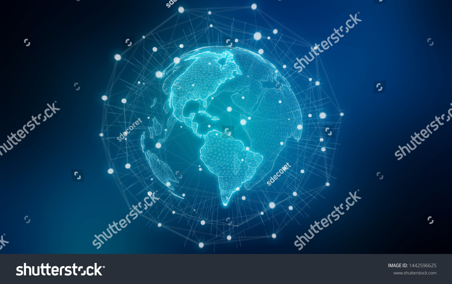 地球の青の背景にグローバルネットワーク3dレンダリング のイラスト素材