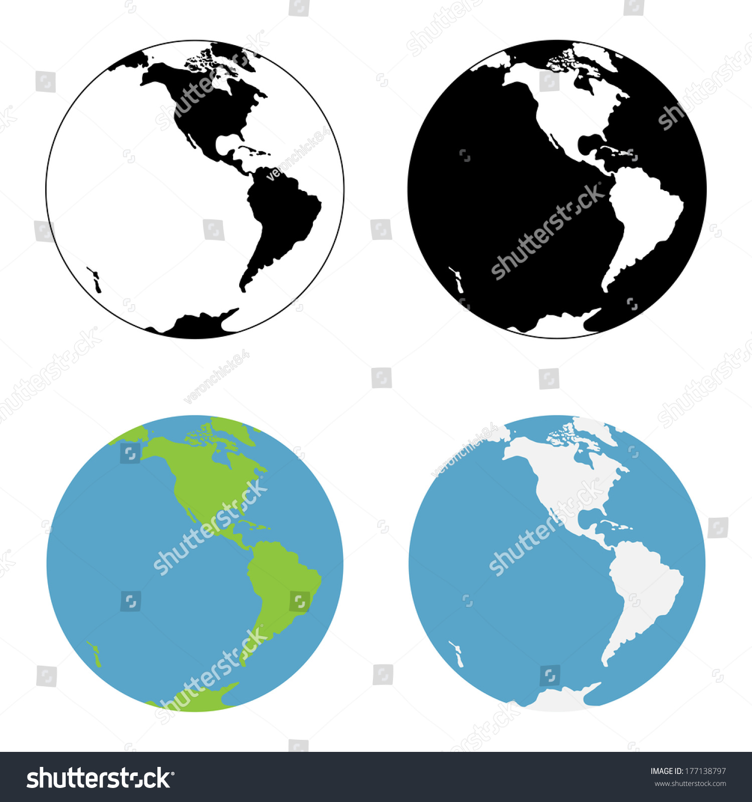 Globe Earth Icons Stock Illustration 177138797 - Shutterstock