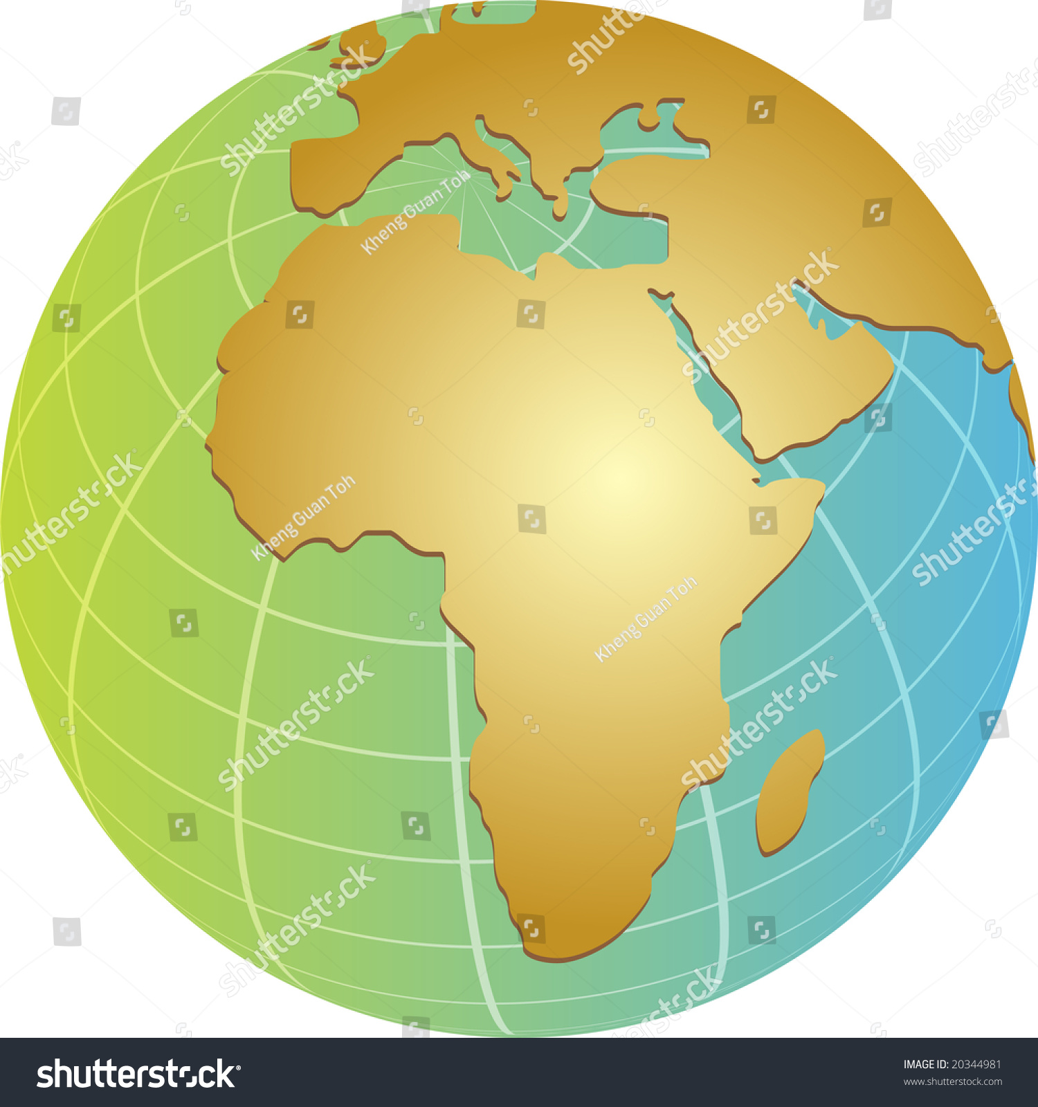 Globe Map Illustration Africa Middle East Stock Illustration 20344981