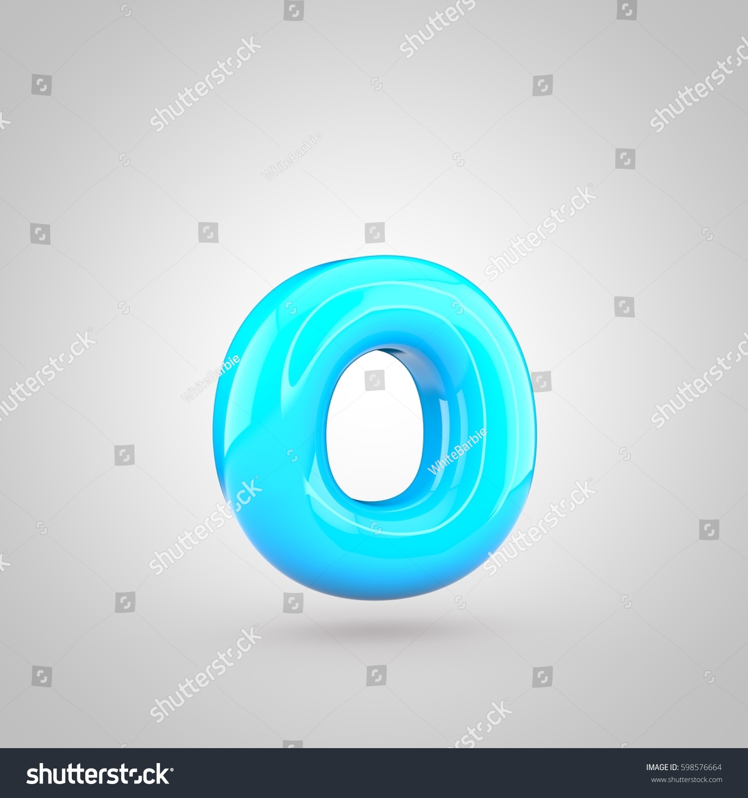 Glossy Blue Paint Letter O Lowercase 3d Render Of Bubble Twisted