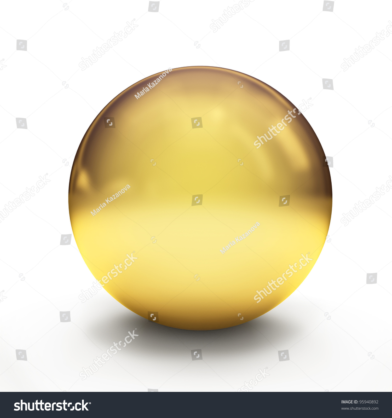 Glossy Golden Sphere Over White Background With Shadows. 3d-Rendering ...