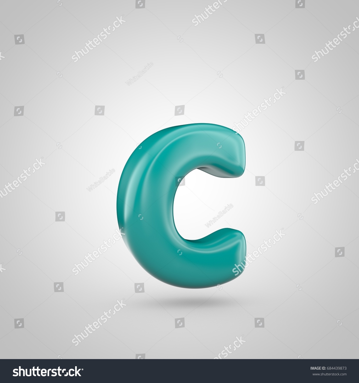 Glossy Marrs Green Color Alphabet Letter C Lowercase 3d Render Of