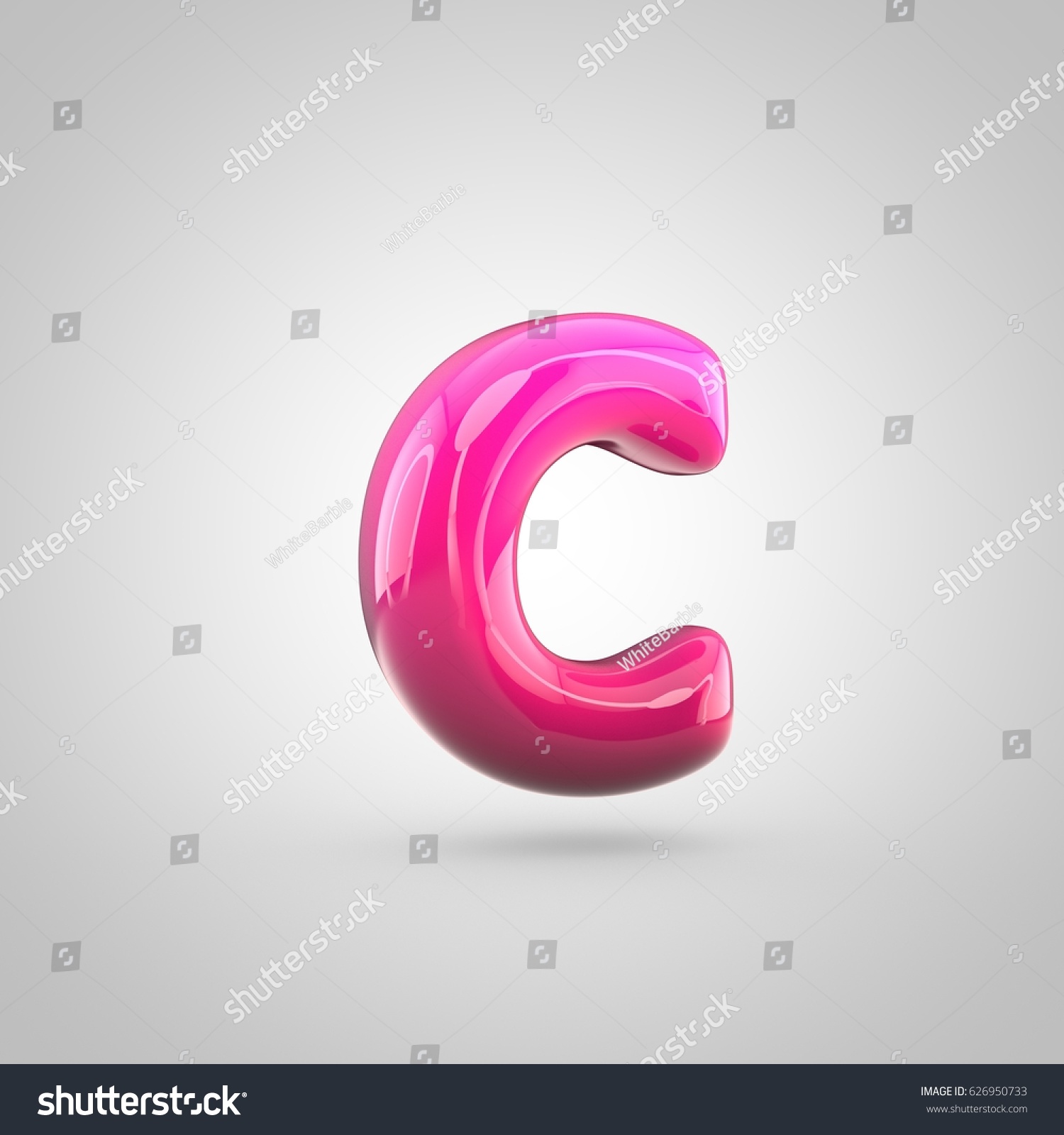 Glossy Red And Pink Gradient Paint Alphabet Letter C Lowercase 3d