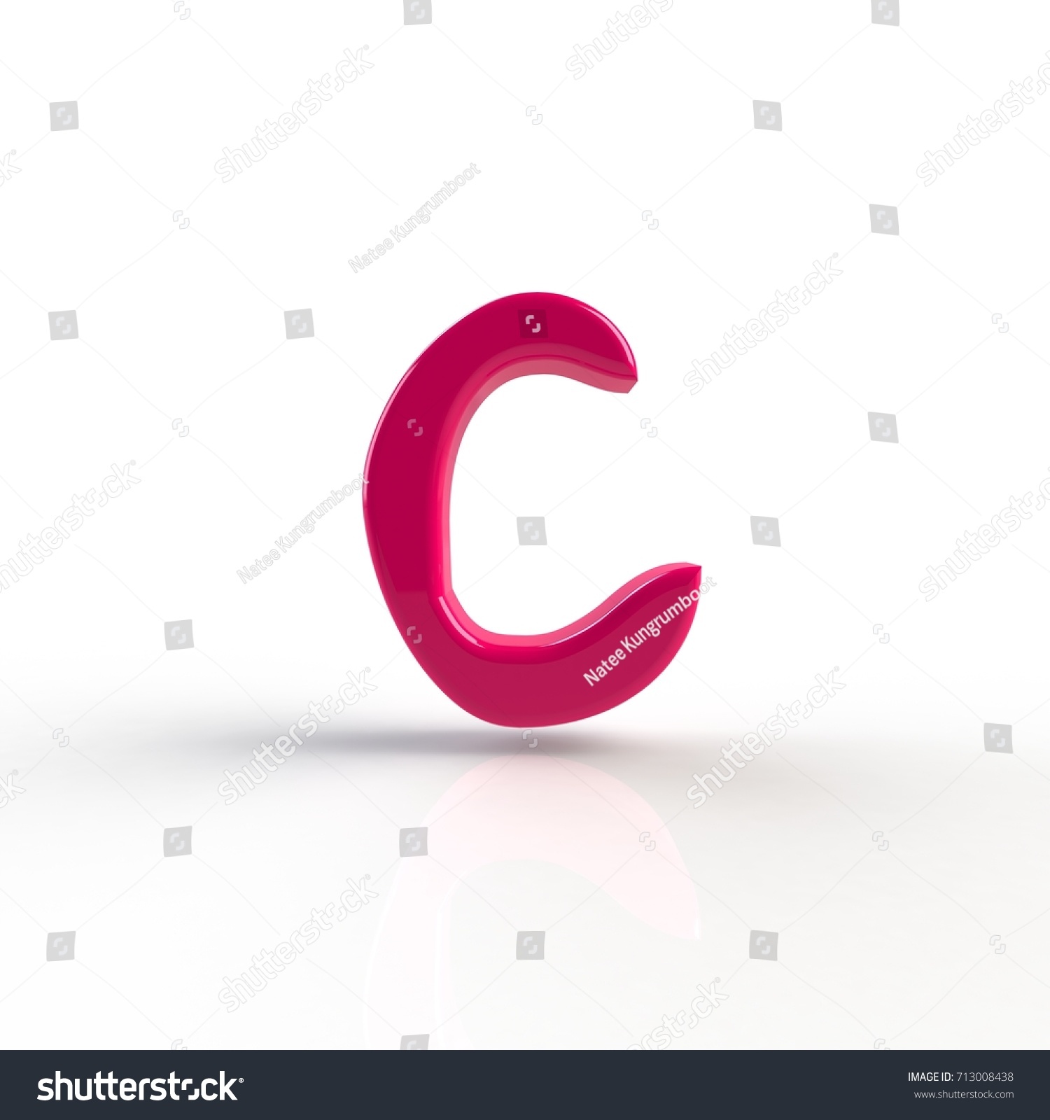 Shiny Plastic Pink Lowercase Or Small Letter C In A 3d Illustration