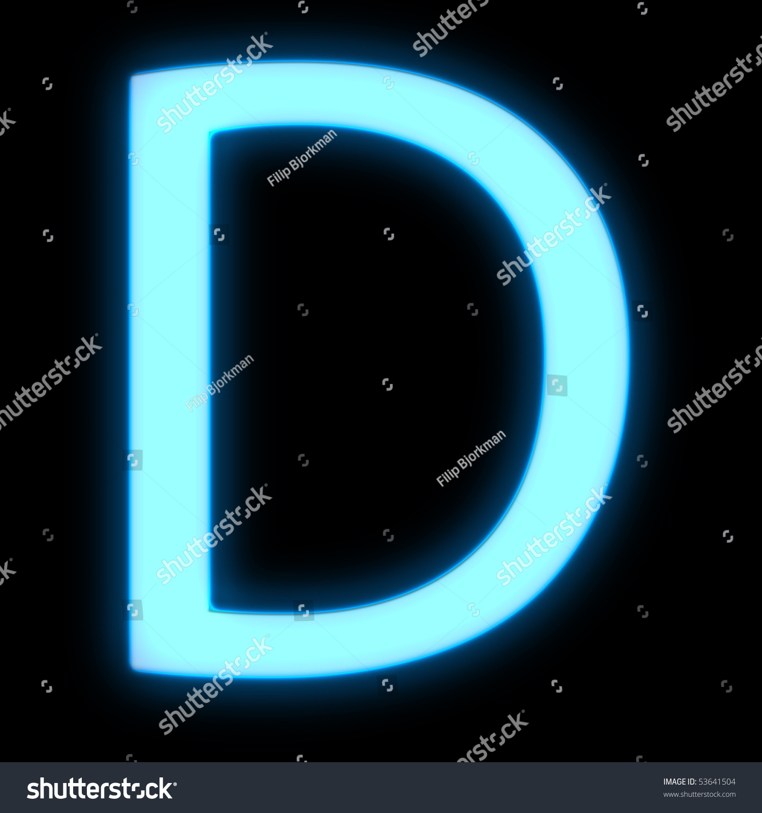 Glowing Neon Font Big Letter D Stock Illustration 53641504