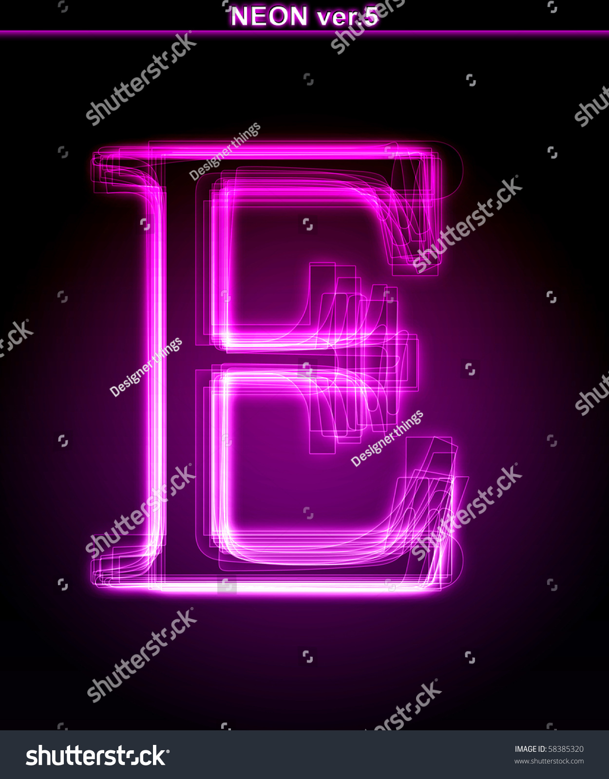 Glowing Neon Letter On Black Background Stock Illustration 58385320 ...