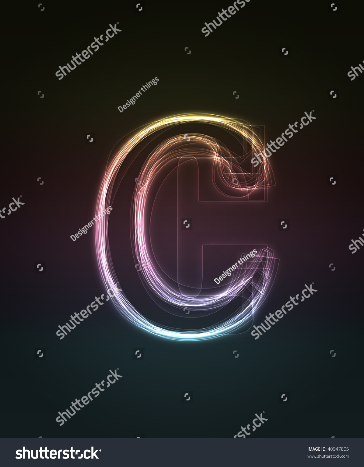 Glowing Neon Small Font. Shiny Letter C Stock Photo 40947805 : Shutterstock