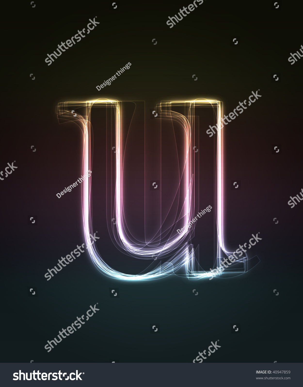 Glowing Neon Small Font. Shiny Letter U Stock Photo 40947859 : Shutterstock