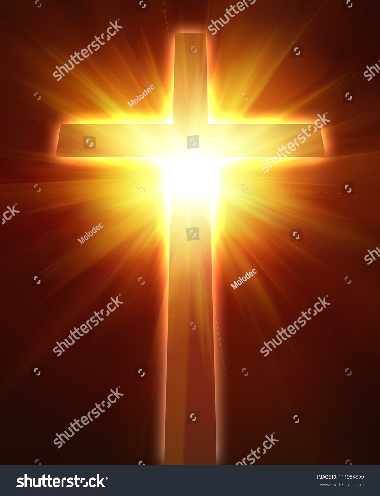 Glowing Sunset Cross Radial Rays Light Stock Illustration 111954599 ...