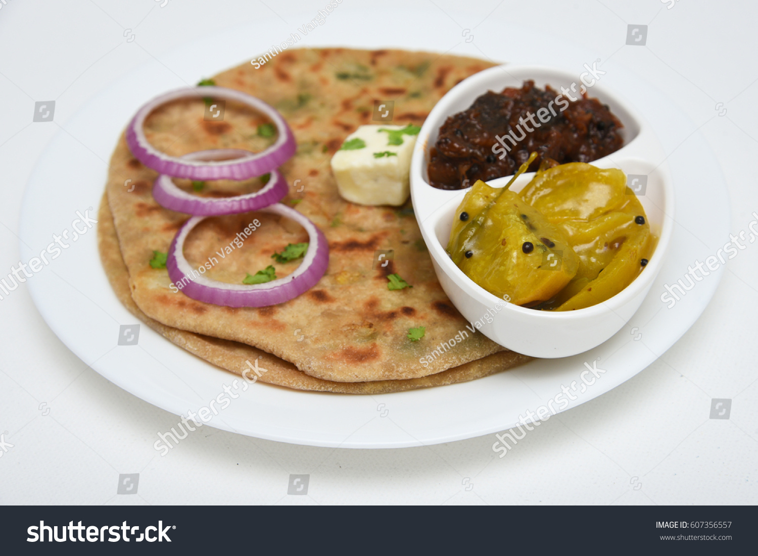 Gobi Paratha Jeera Parantha Roti Chapati Stock Photo 607356557 ...