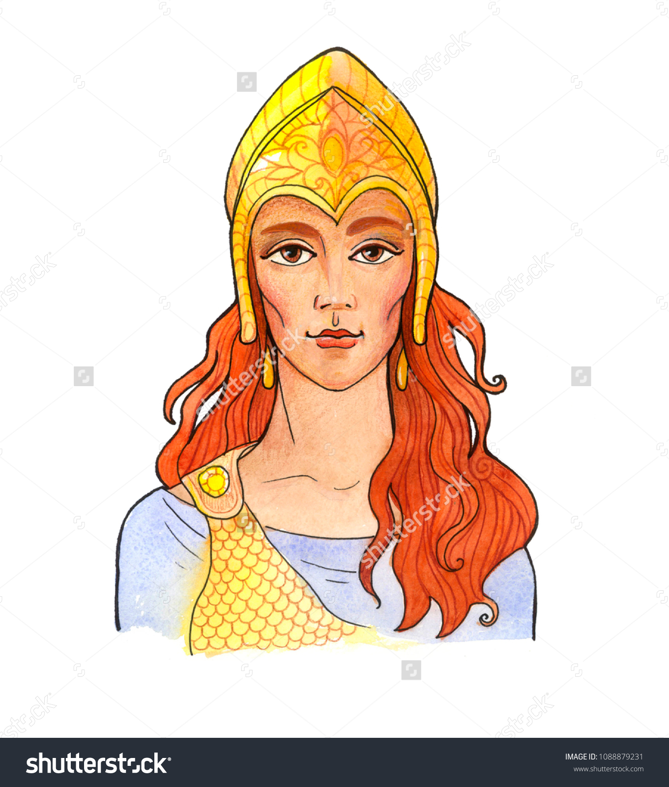 Goddess Greek Mythology Athena Hand Drawn Shutterstock