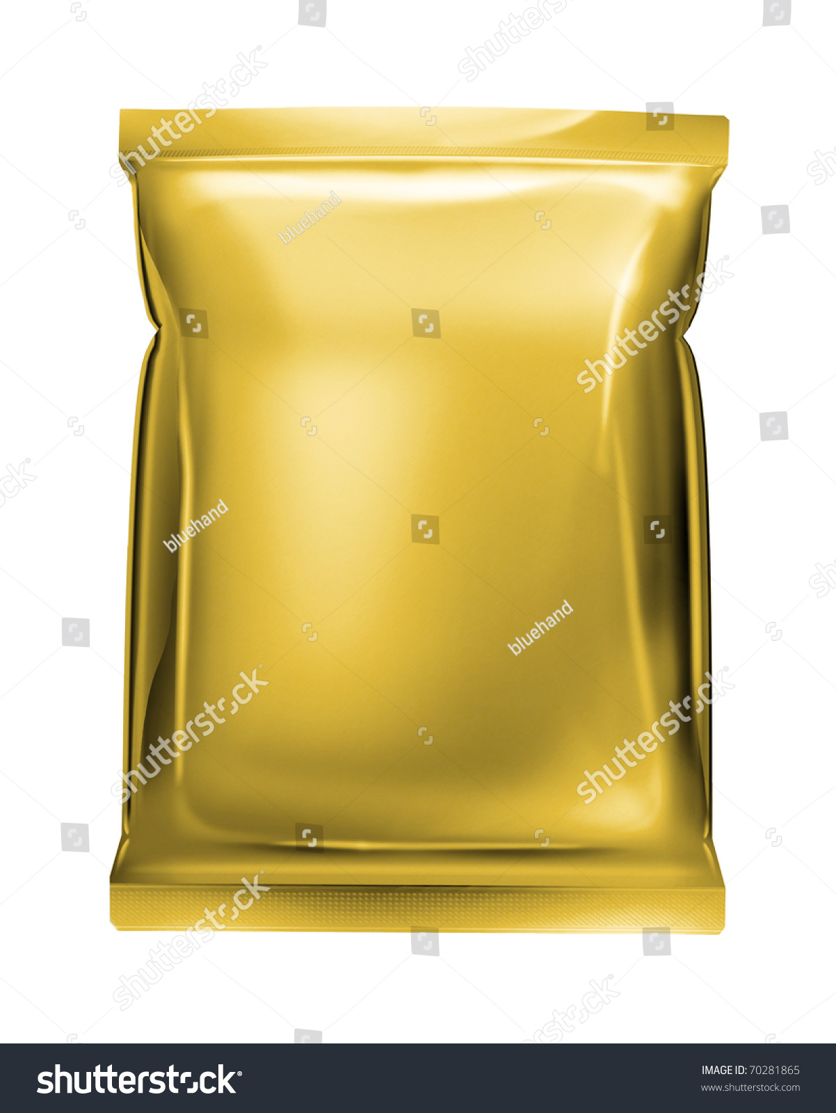 Gold Aluminum Foil Pack Isolated On White Background Stock Photo ...