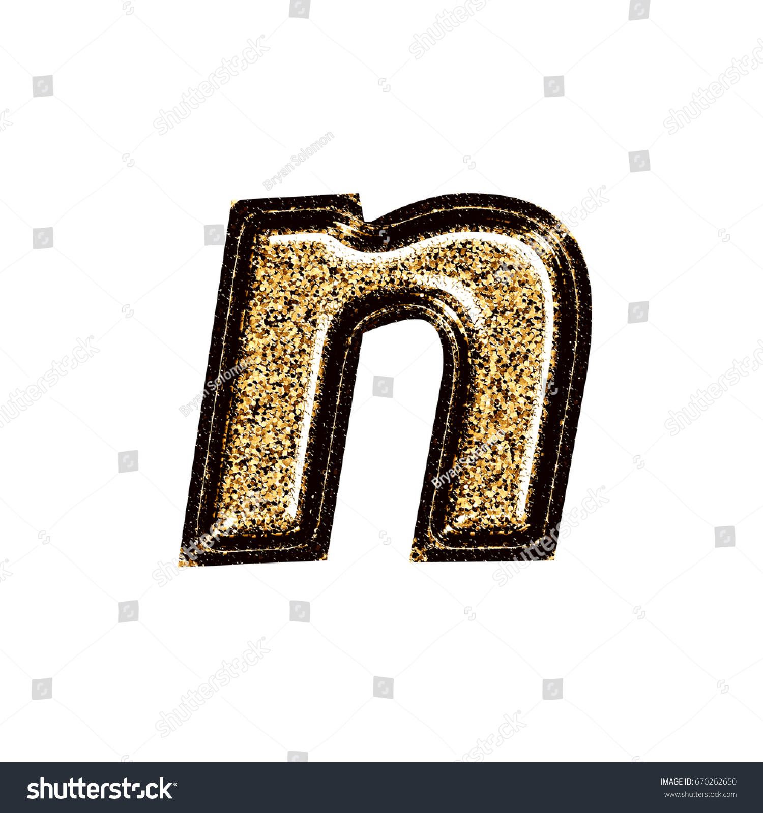 Gold Black Glitter Lowercase Small Letter Stock Illustration 670262650