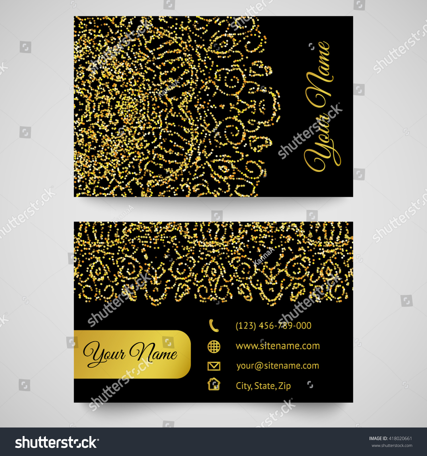 Gold Business Card Template Bright Golden Stock Illustration 418020661 Shutterstock Gold Business Card Template Free