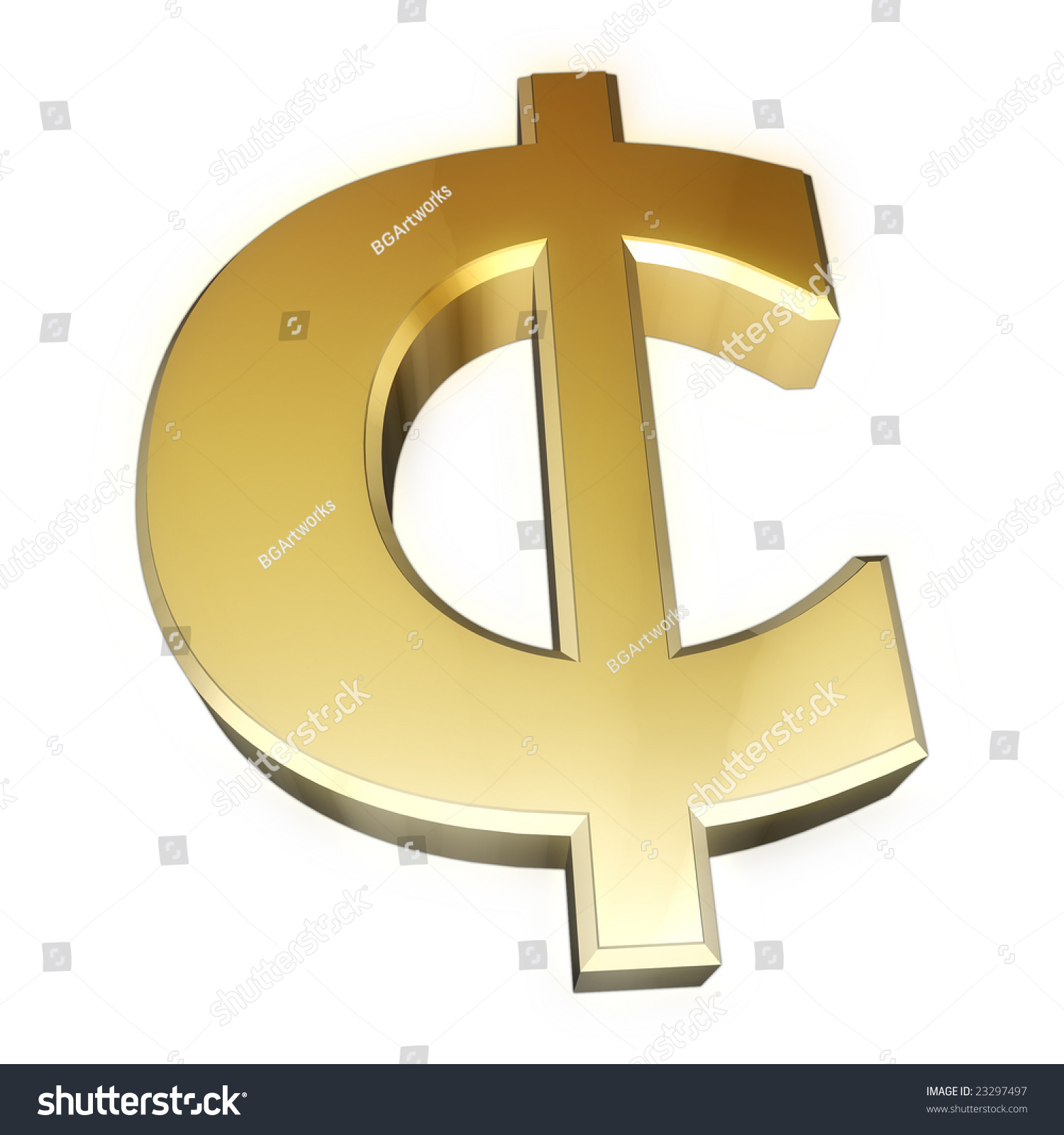 Gold Cent Sign. Perspective View. Stock Photo 23297497 : Shutterstock