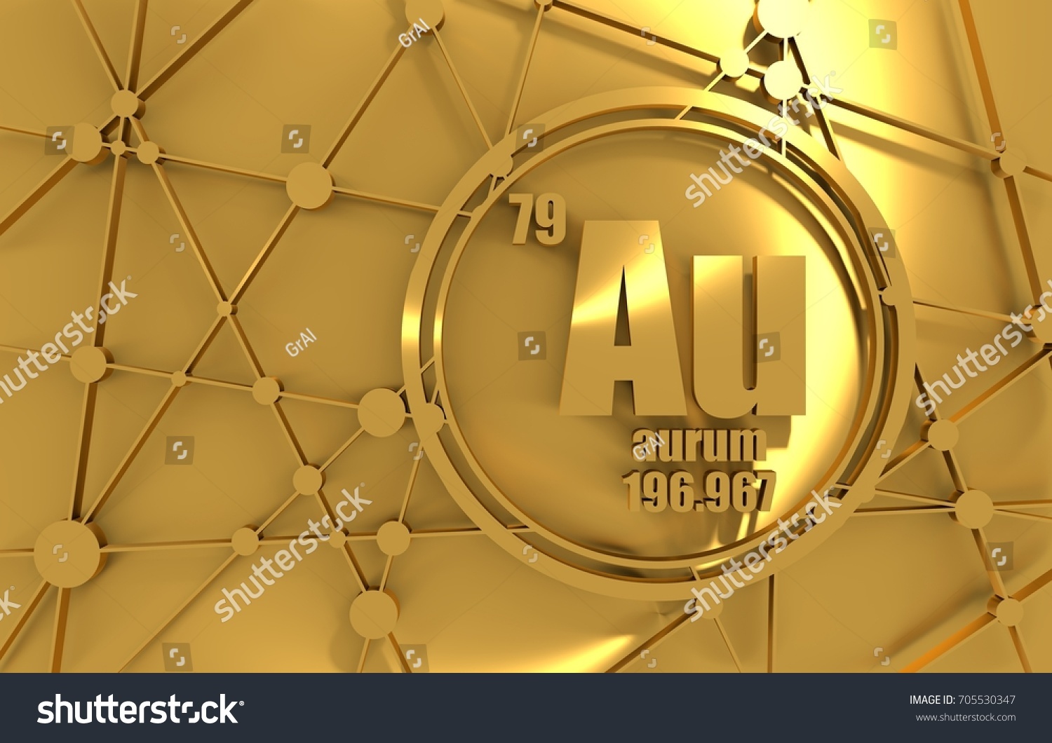 Chemical Illustration Element ... Gold Number Stock Sign Atomic