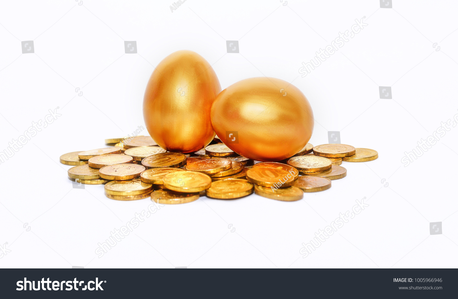 Gold Coins Golden Eggs Concept Financial Stock Photo (Edit Now) 1005966946