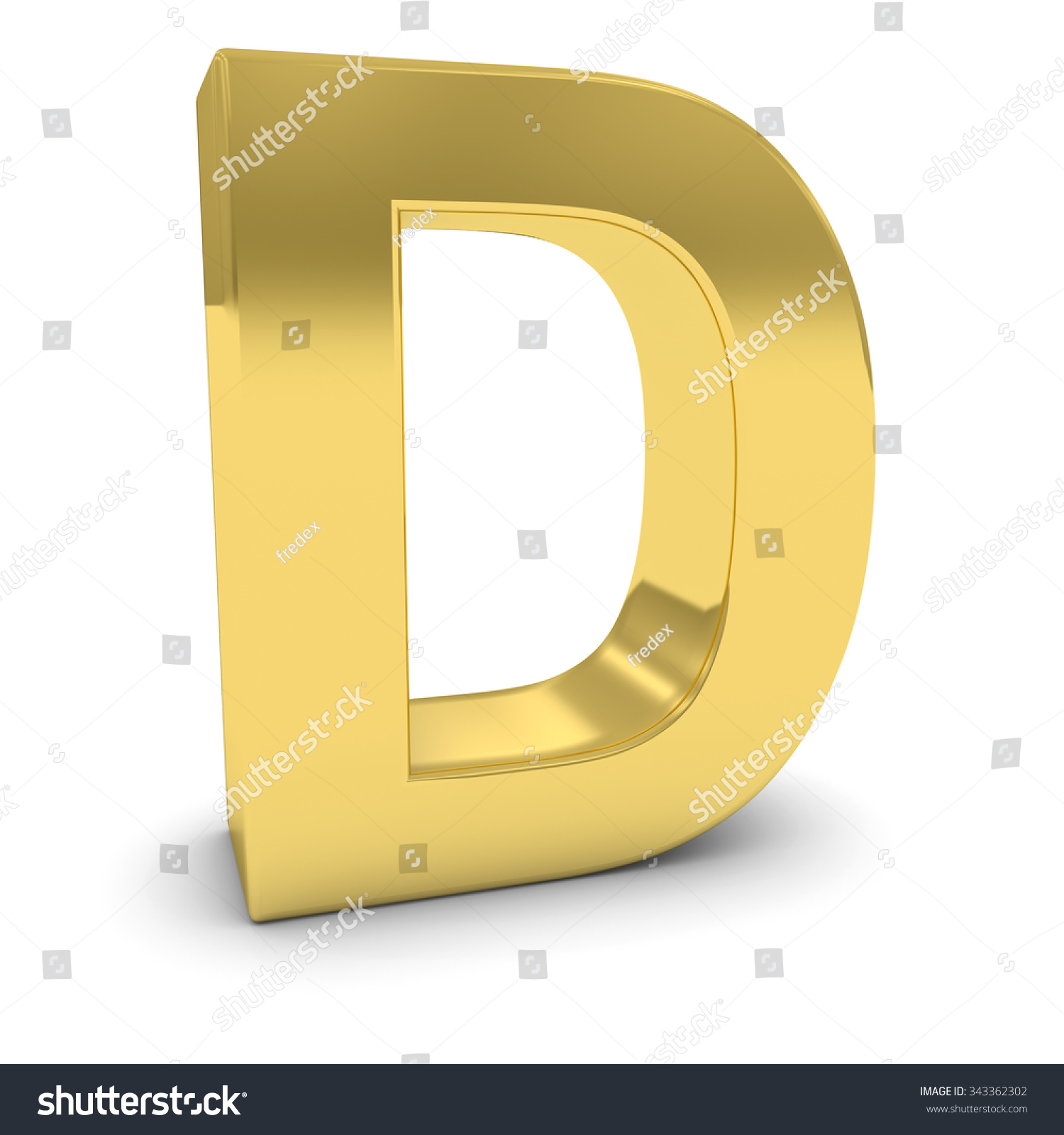 Gold 3d Uppercase Letter D Isolated On White With Shadows Stock Photo ...
