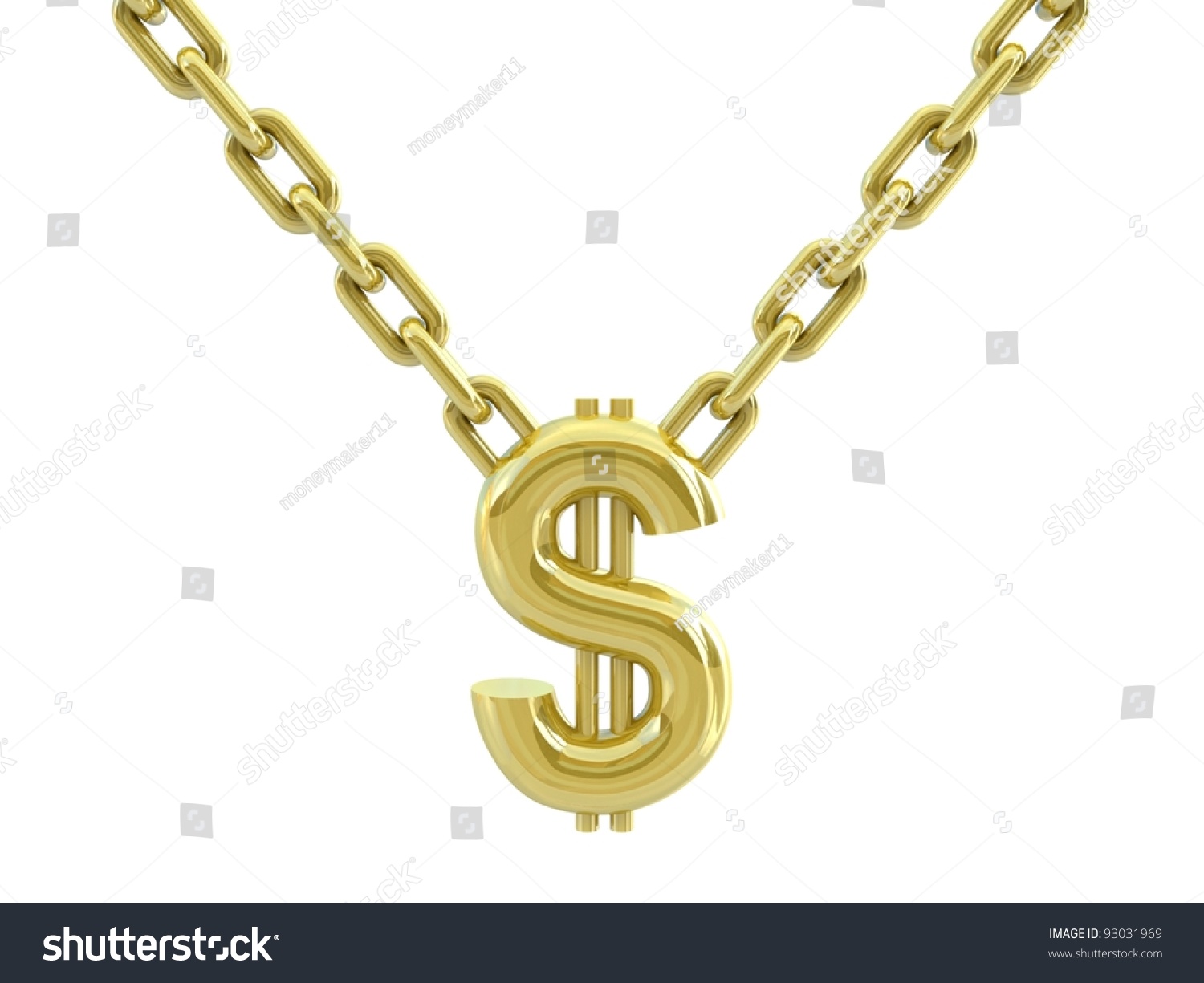 Gold Dollar With Chain Stock Photo 93031969 : Shutterstock