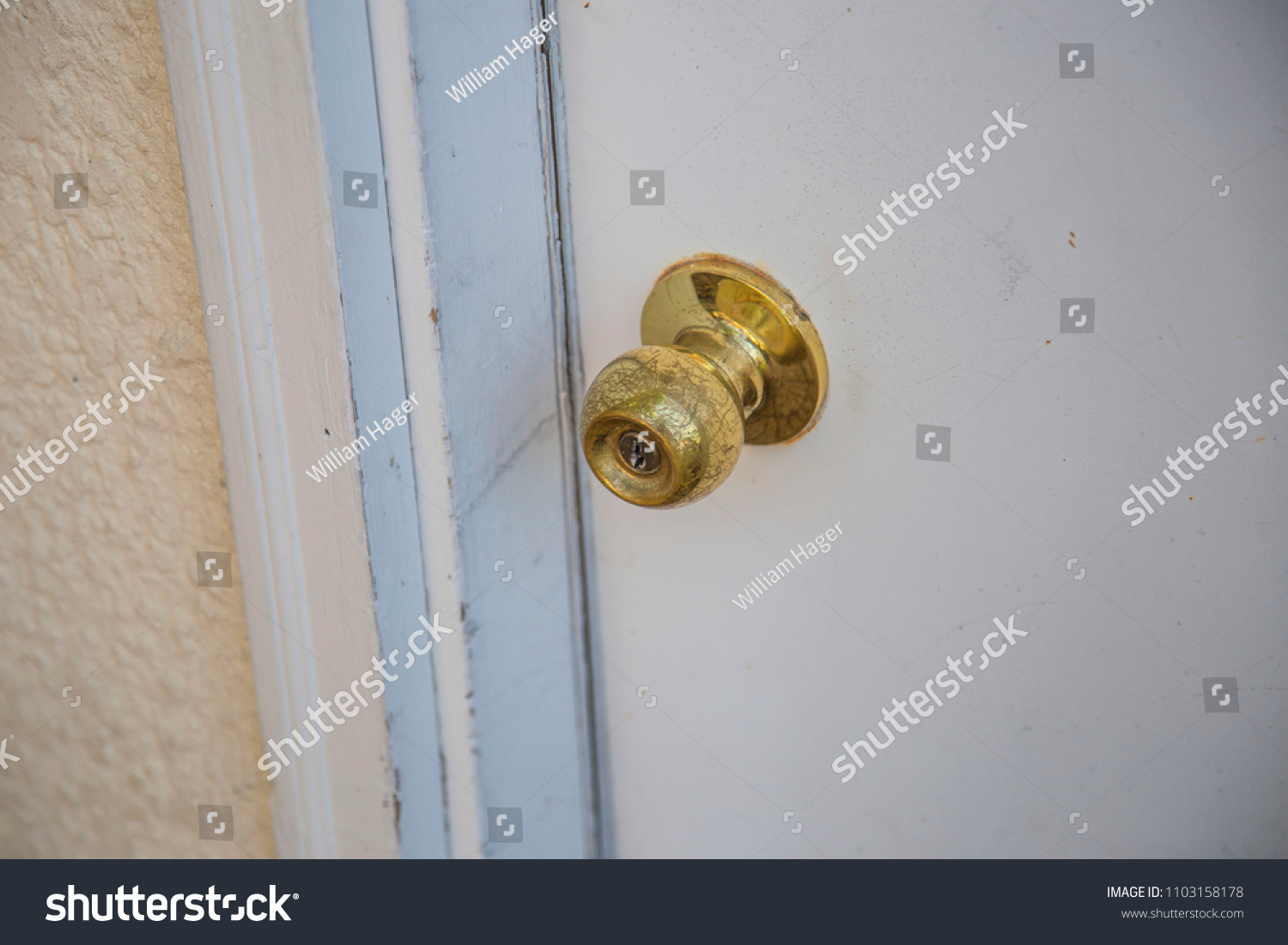 Gold Door Knob Old Close White Stock Photo Edit Now 1103158178