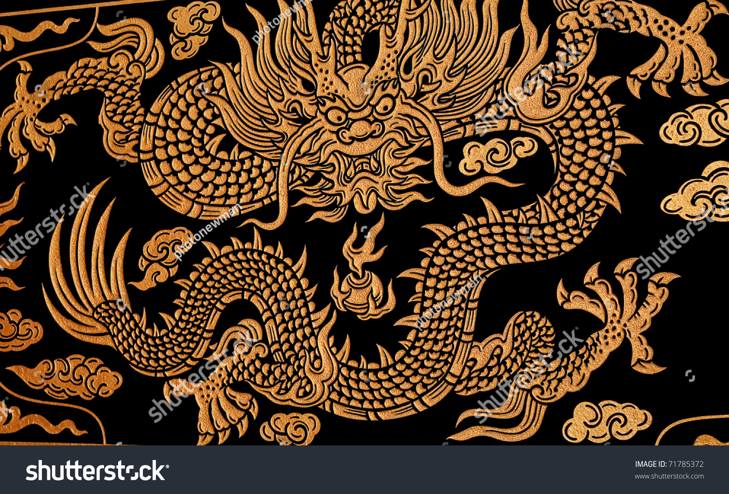 Gold Dragon Art Of Chinese Style Stock Photo 71785372 : Shutterstock