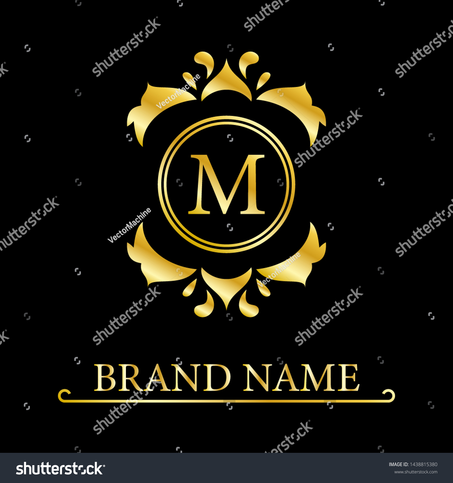 Gold Elegant Letter M Graceful Style Stock Illustration 1438815380