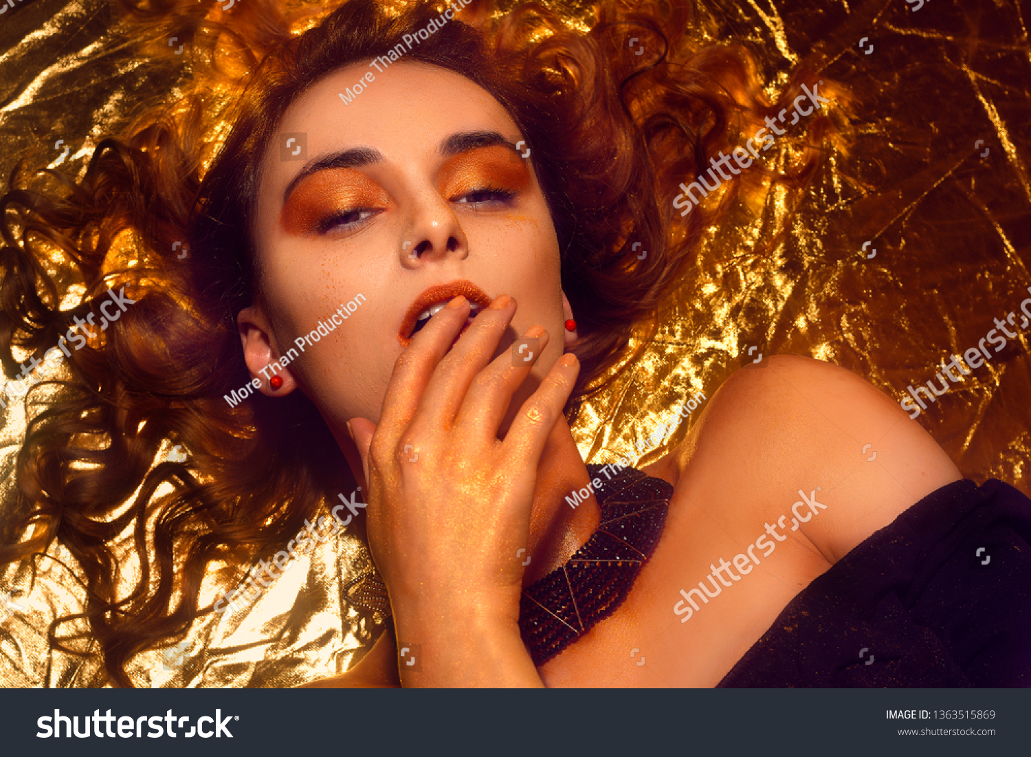 Gold Fashion Makeup Art Beauty Face Stock Photo Edit Now