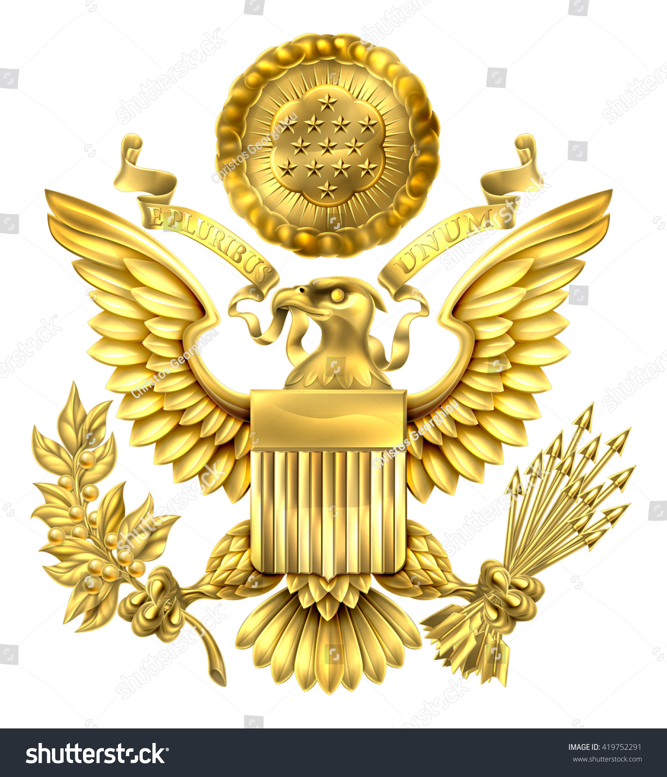 federal symbol of government design American Great of the States Gold United bald Seal with eagle