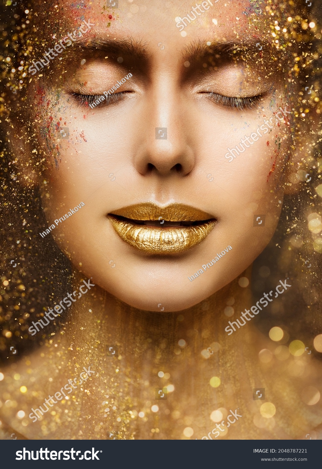 Gold Lip Gloss Make Closeup Beauty Stock Photo 2048787221 | Shutterstock