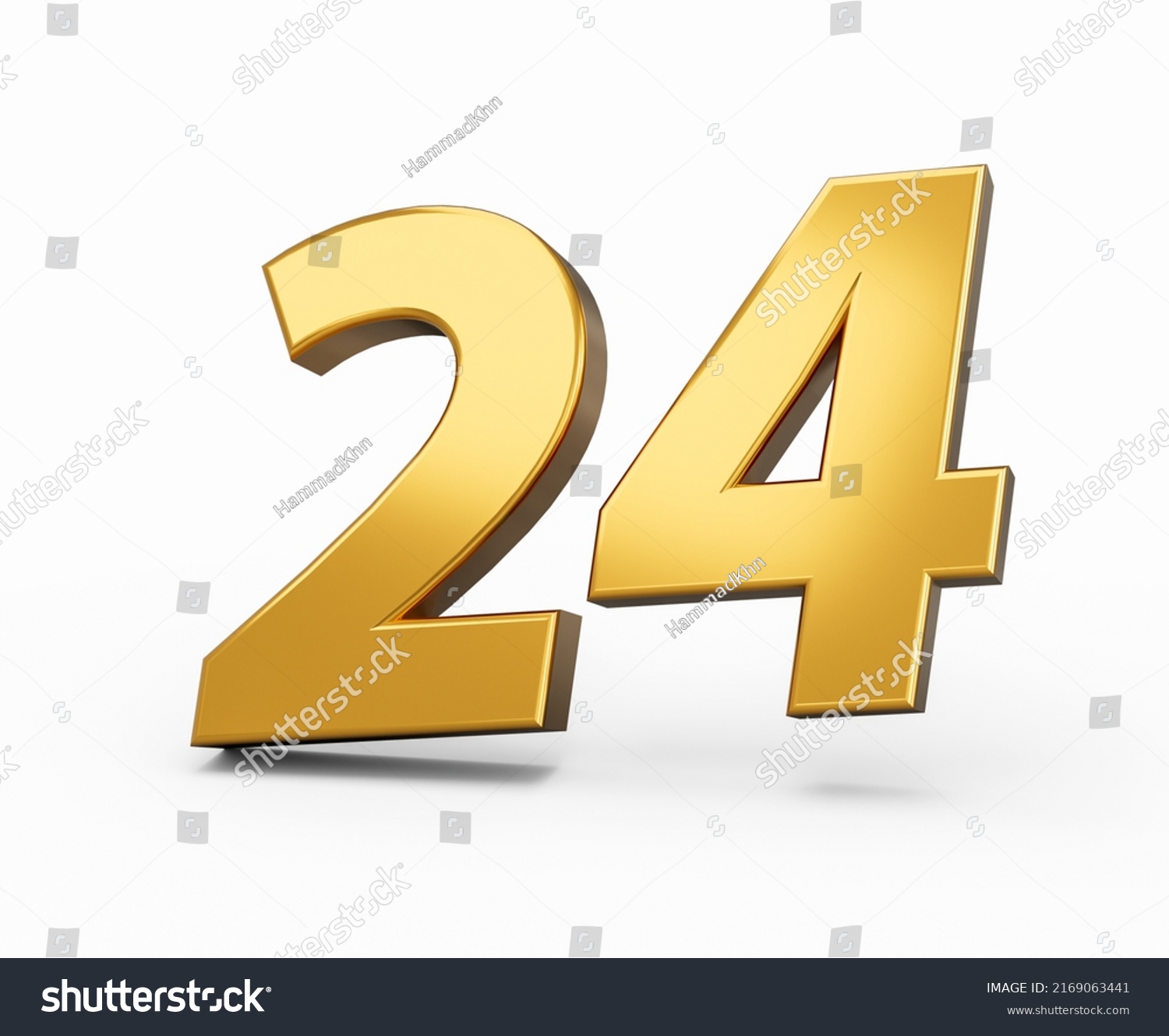 Gold Number 24 Twenty Four Isolated Stock Illustration 2169063441