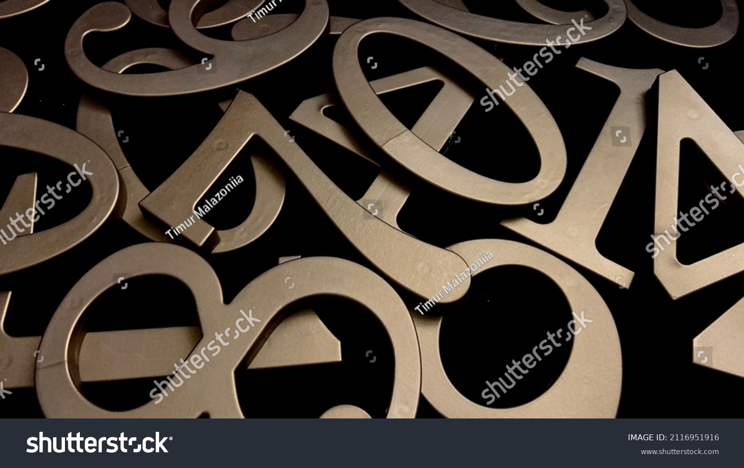 Gold Numbers On Black Background Symbolize Stock Photo (Edit Now