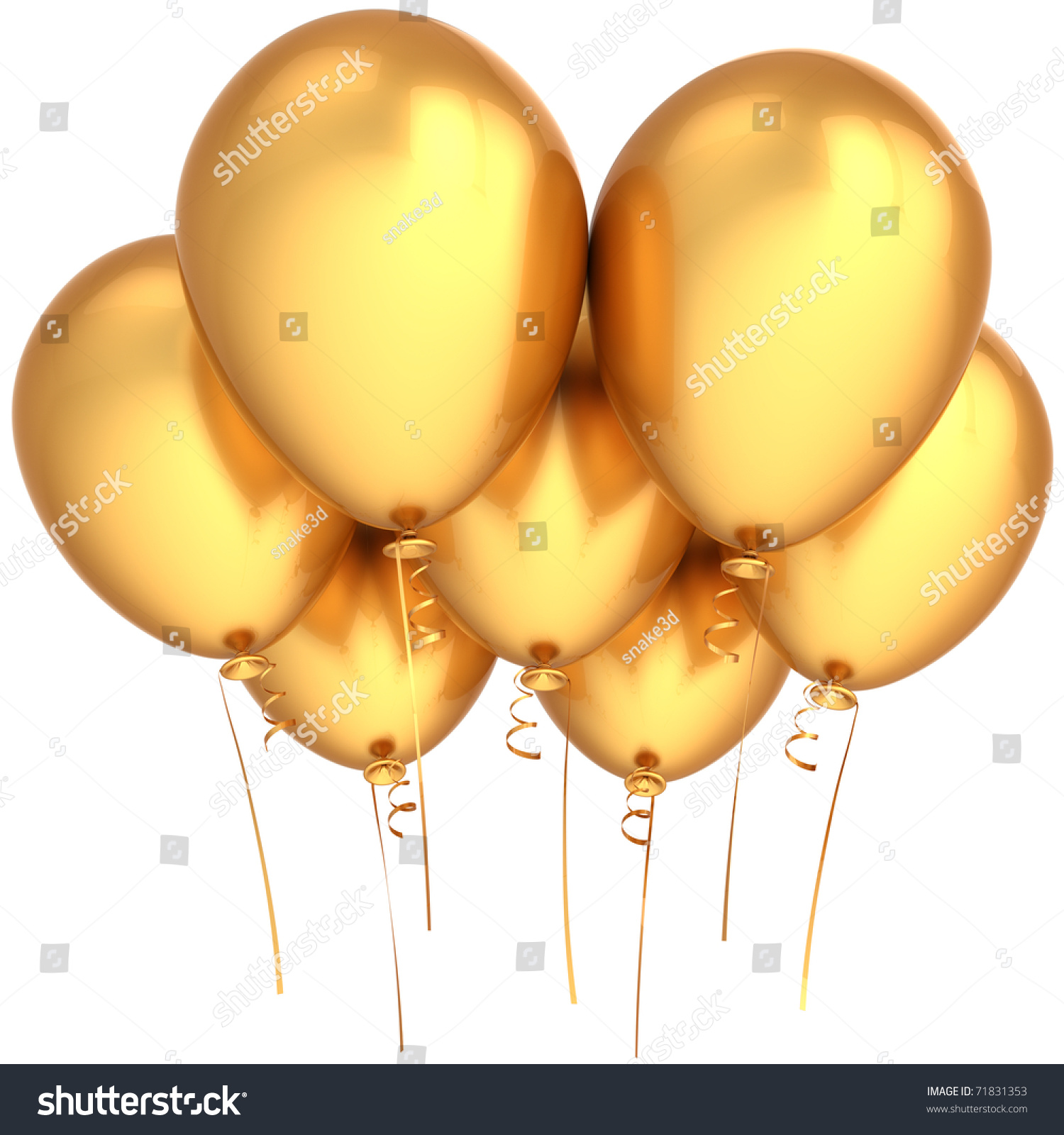 Gold Party Balloons Happy Birthday Decoration Stock Illustration 71831353