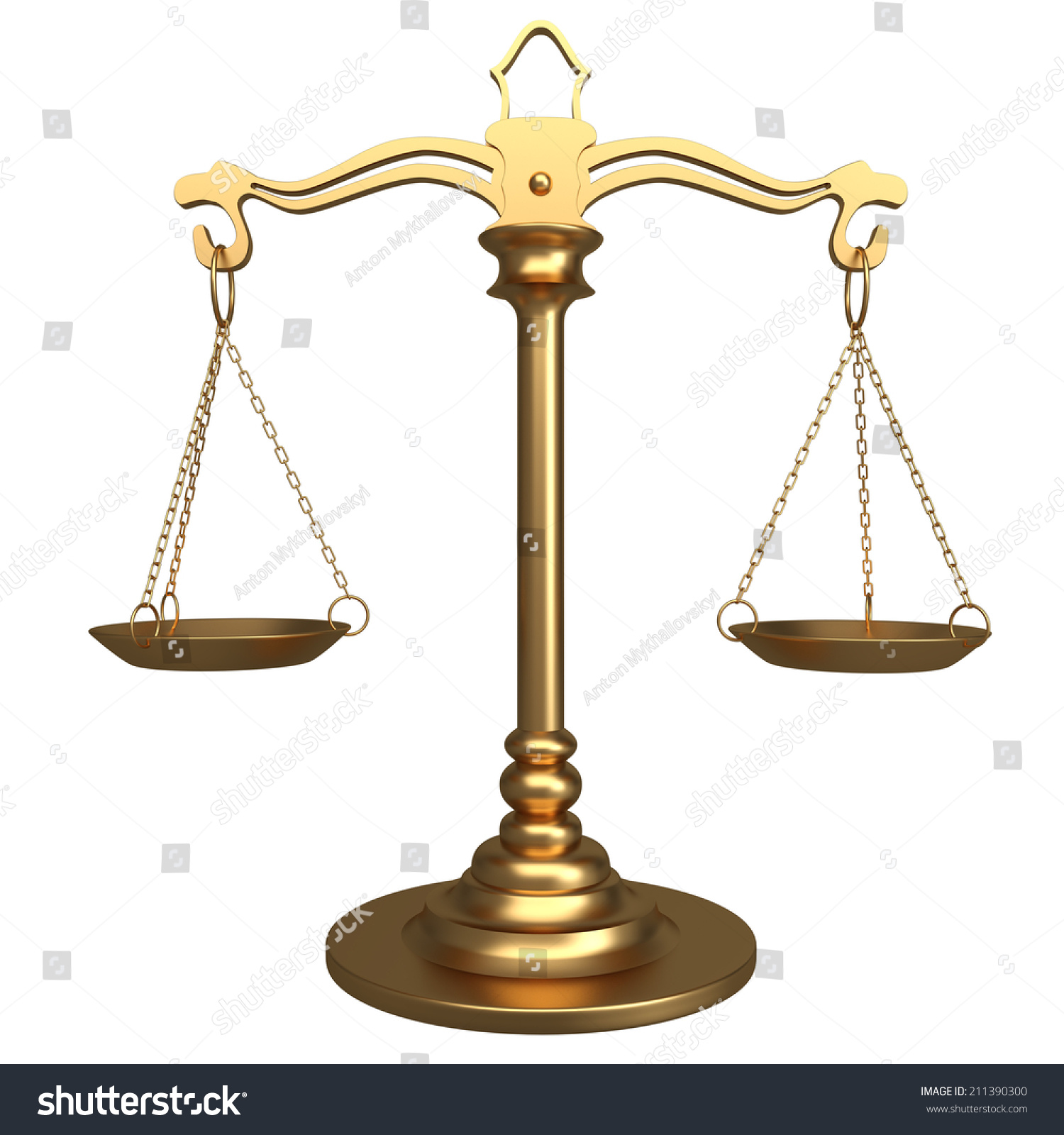 Gold Scales Justice Isolated On White Stock Illustration 211390300 ...