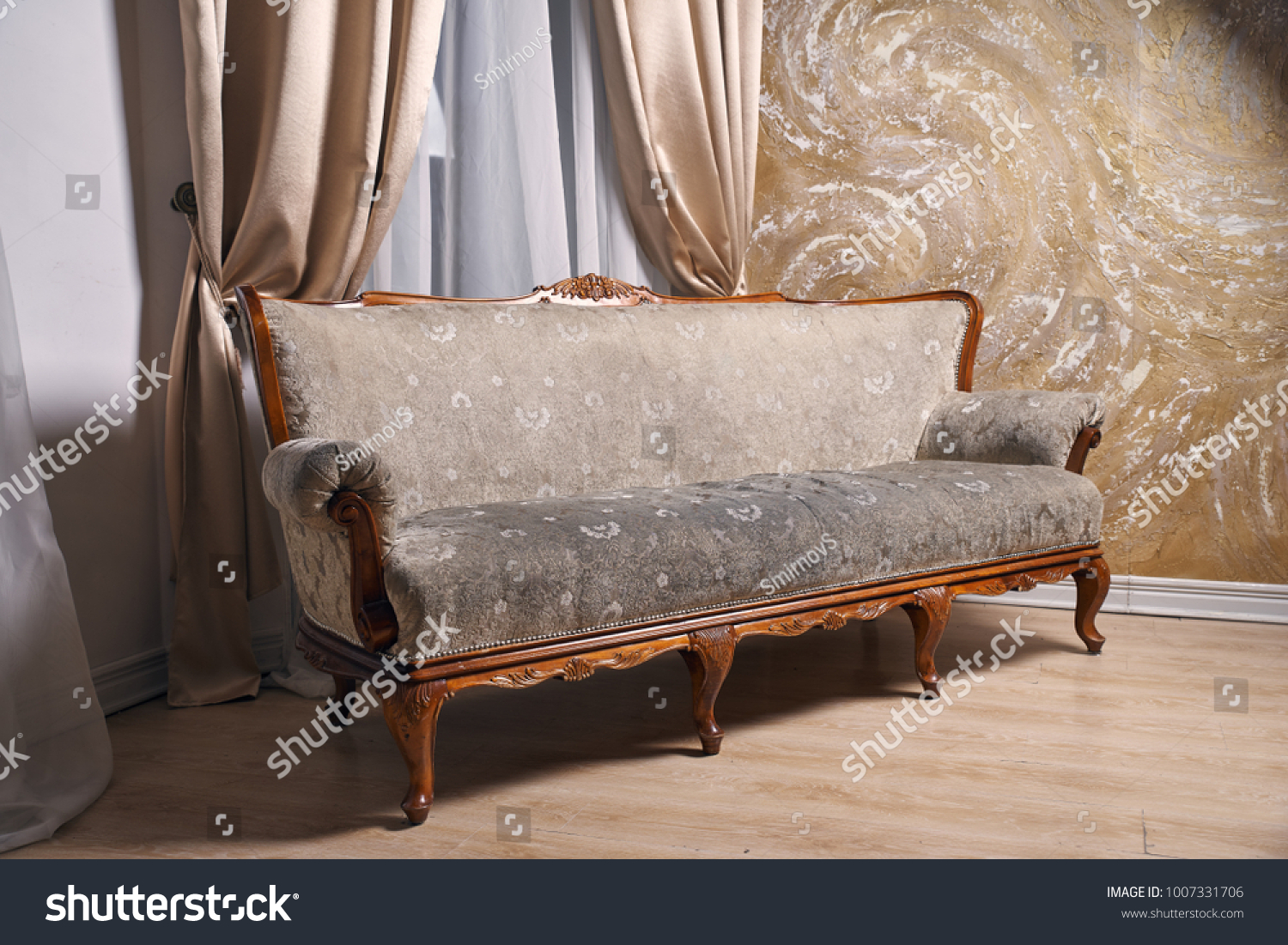 Gold Window Seat Curtains Stock Photo Edit Now 1007331706