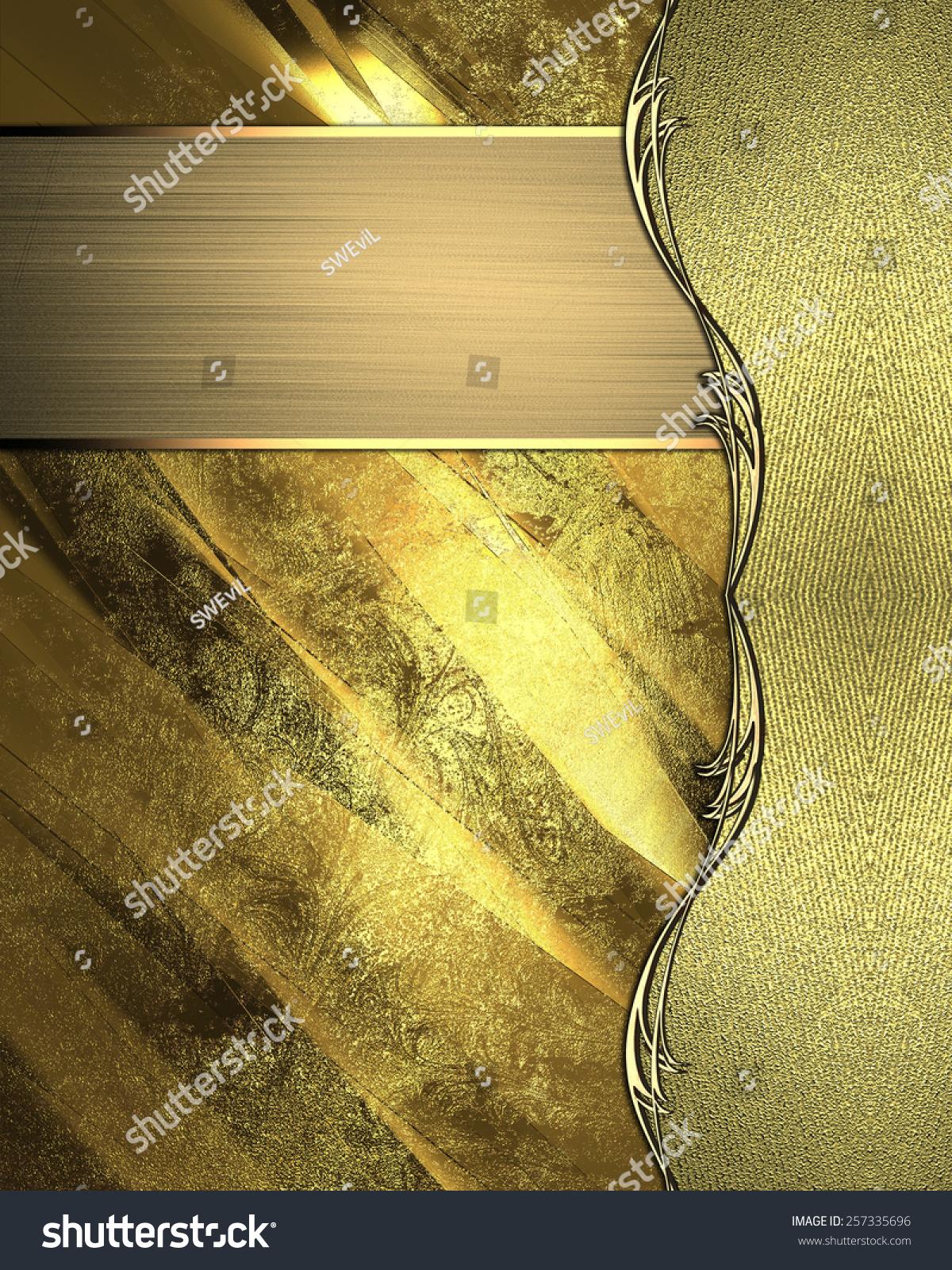 Golden Background With A Gold Edge And Gold Nameplate. Design Template ...