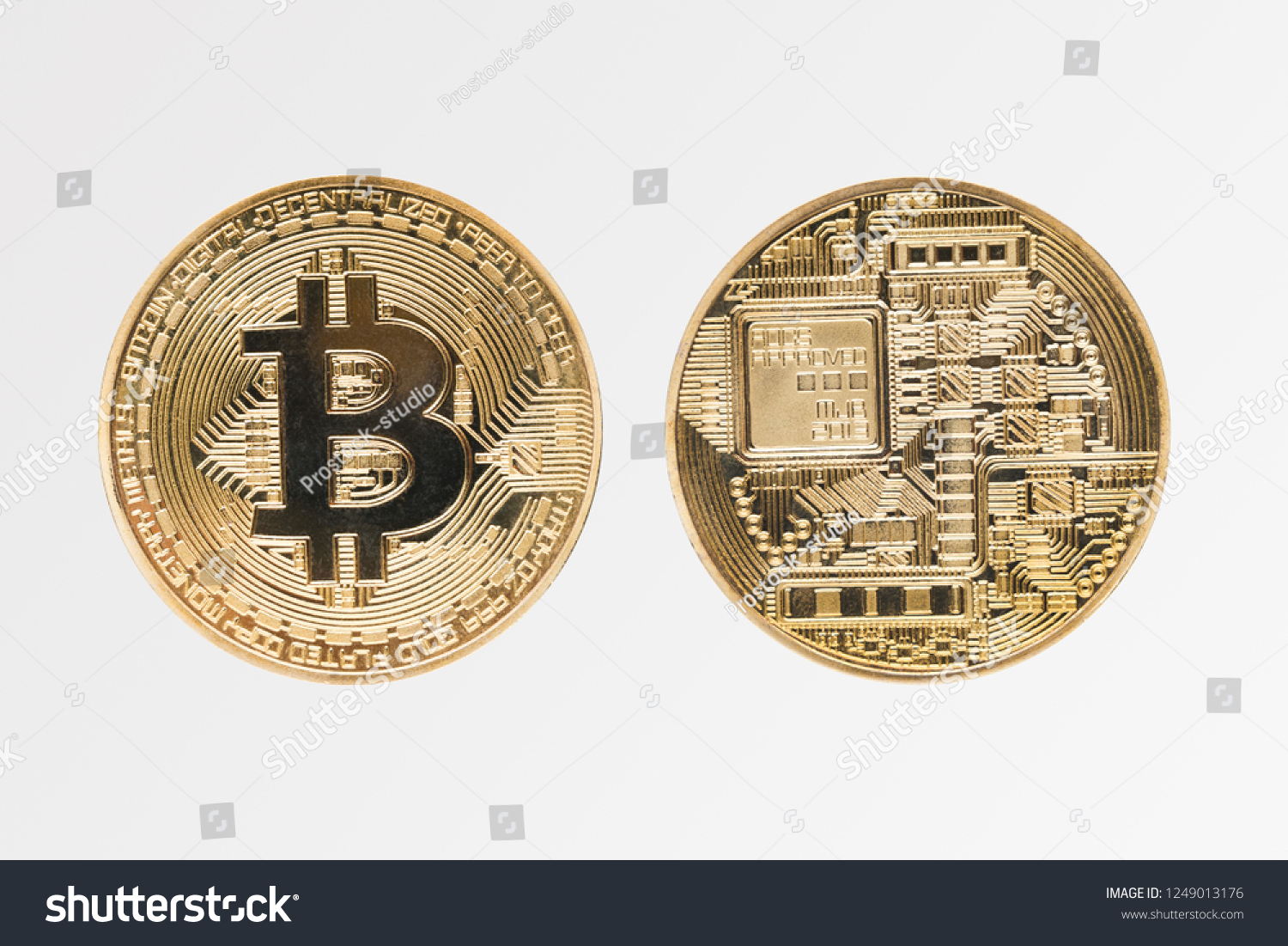 Golden Bitcoin Heads Tails Btc Coin Stock Photo Edit Now