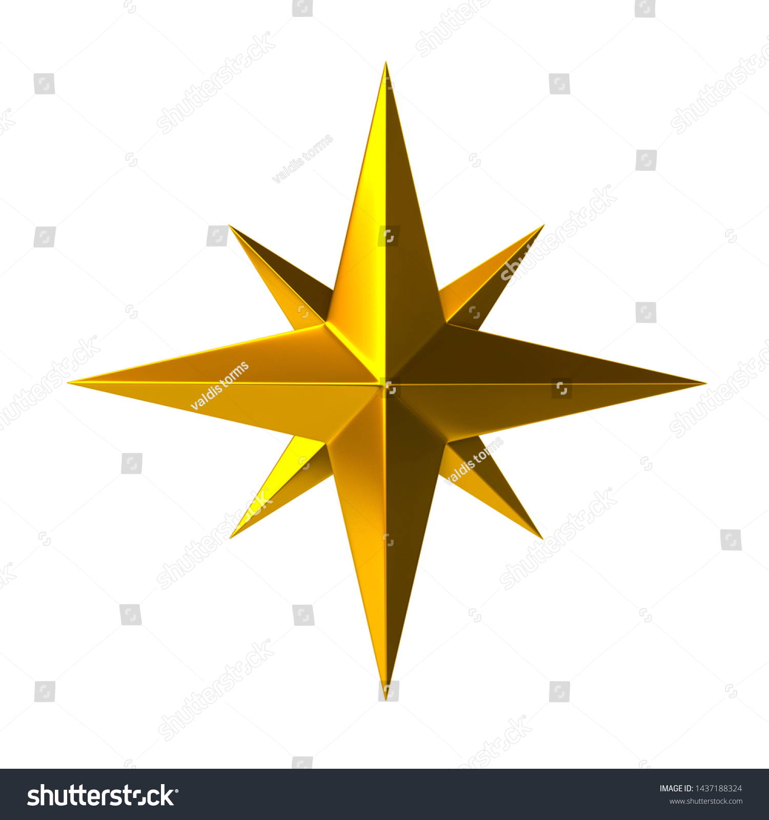 Golden Compass Rose 3d Illustration On Stock Illustration 1437188324 Shutterstock 3369